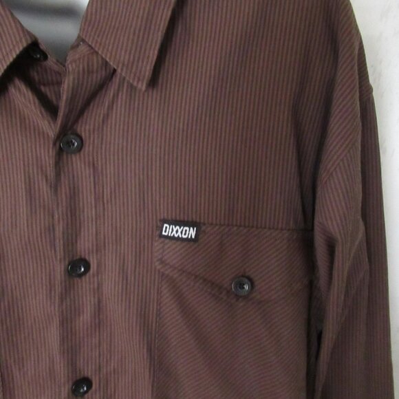 Dixxon Workforce Shirt 2XL XXL Brown Stripe Button Up Long Sleeve - Picture 3 of 8